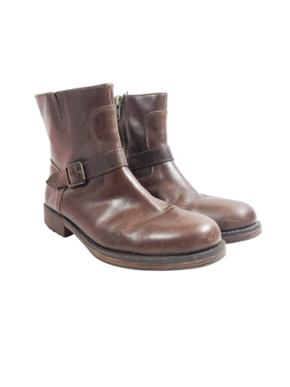Franco Fortini Mens Size 9 Brown Leather Ankle Boots With Side Zipper - Picture 2 of 9